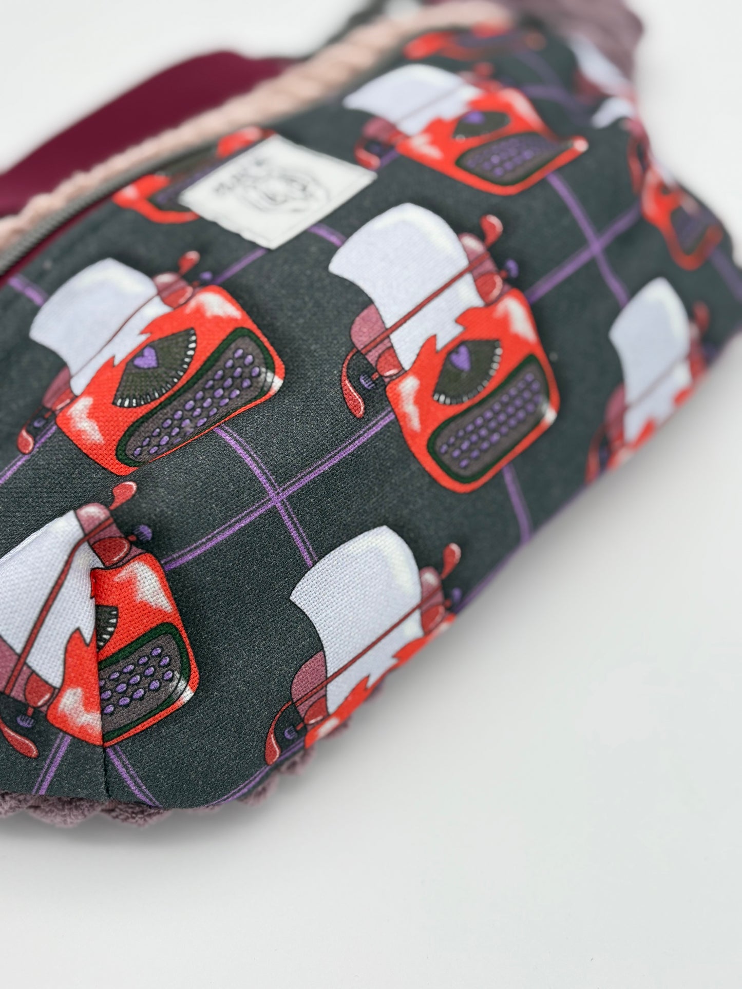 Crossbodybag/ Hipbag- Farbmix - Kuschelcord- Schreibmaschine