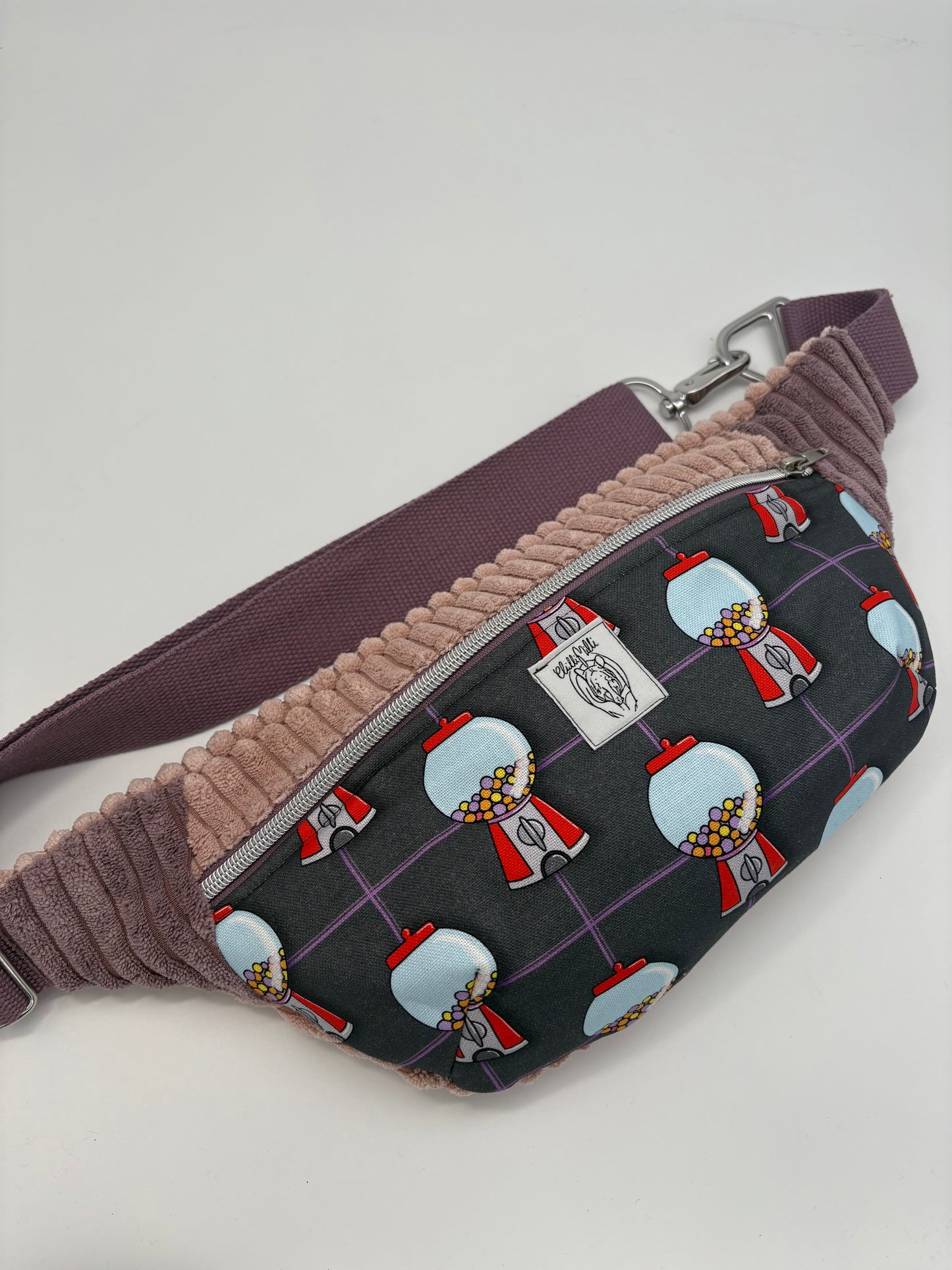 Crossbodybag/ Hipbag II- Farbmix - Kuschelcord- Kaugummi