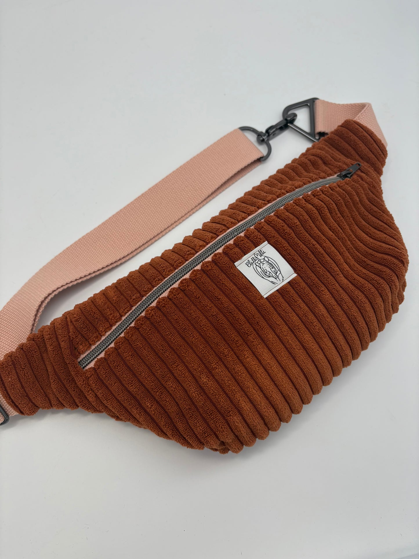 Crossbodybag/ Hipbag- Kaffee rosa Kuschelcord