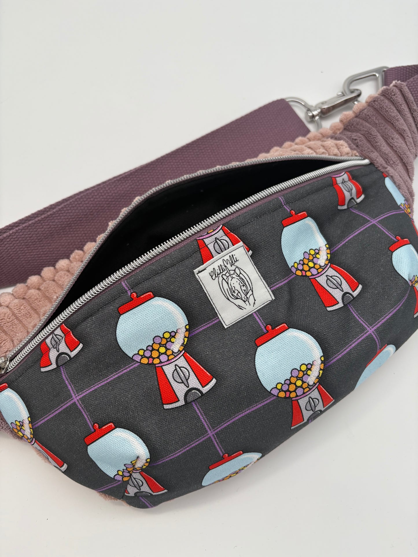 Crossbodybag/ Hipbag II- Farbmix - Kuschelcord- Kaugummi