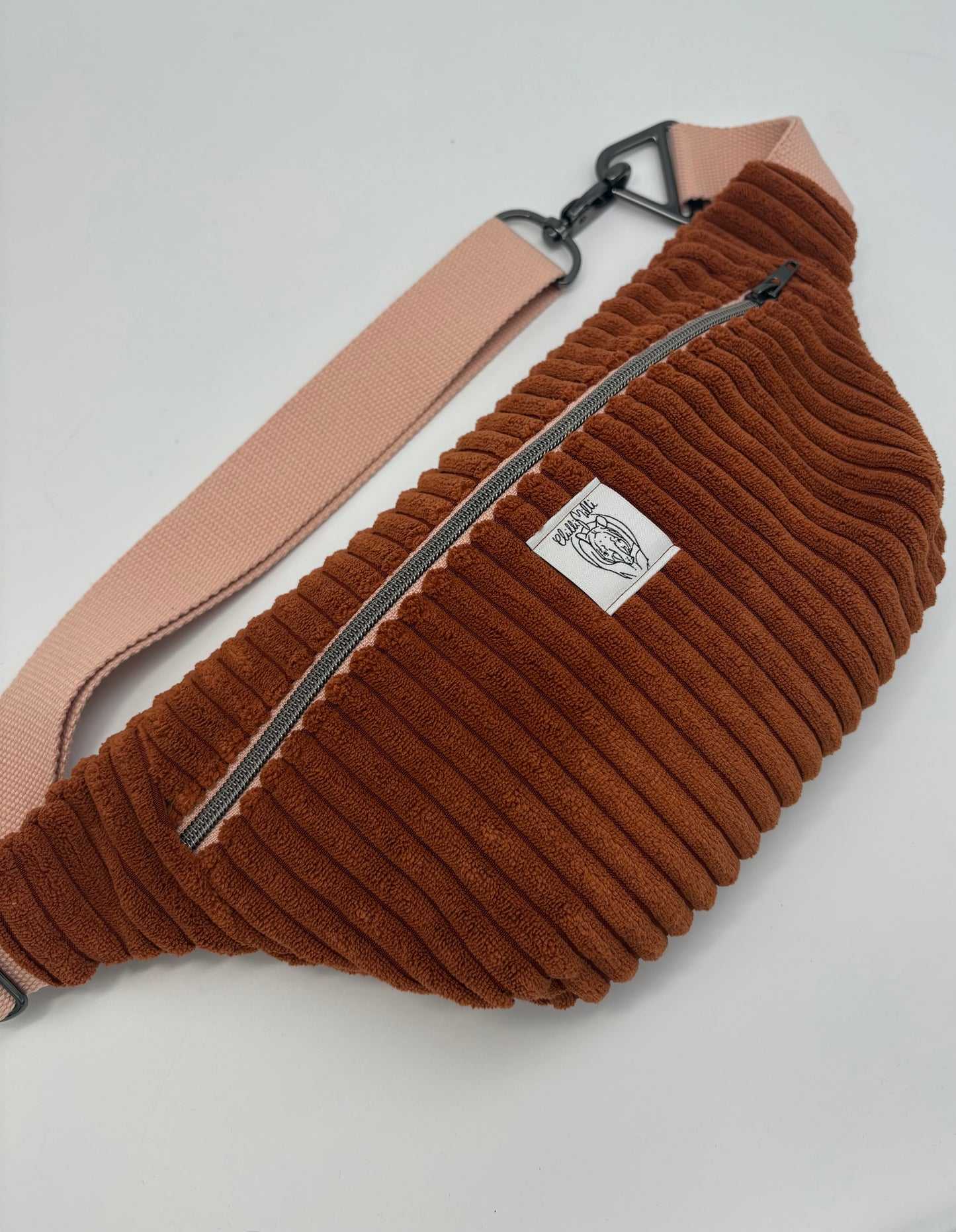 Crossbodybag/ Hipbag- Kaffee rosa Kuschelcord
