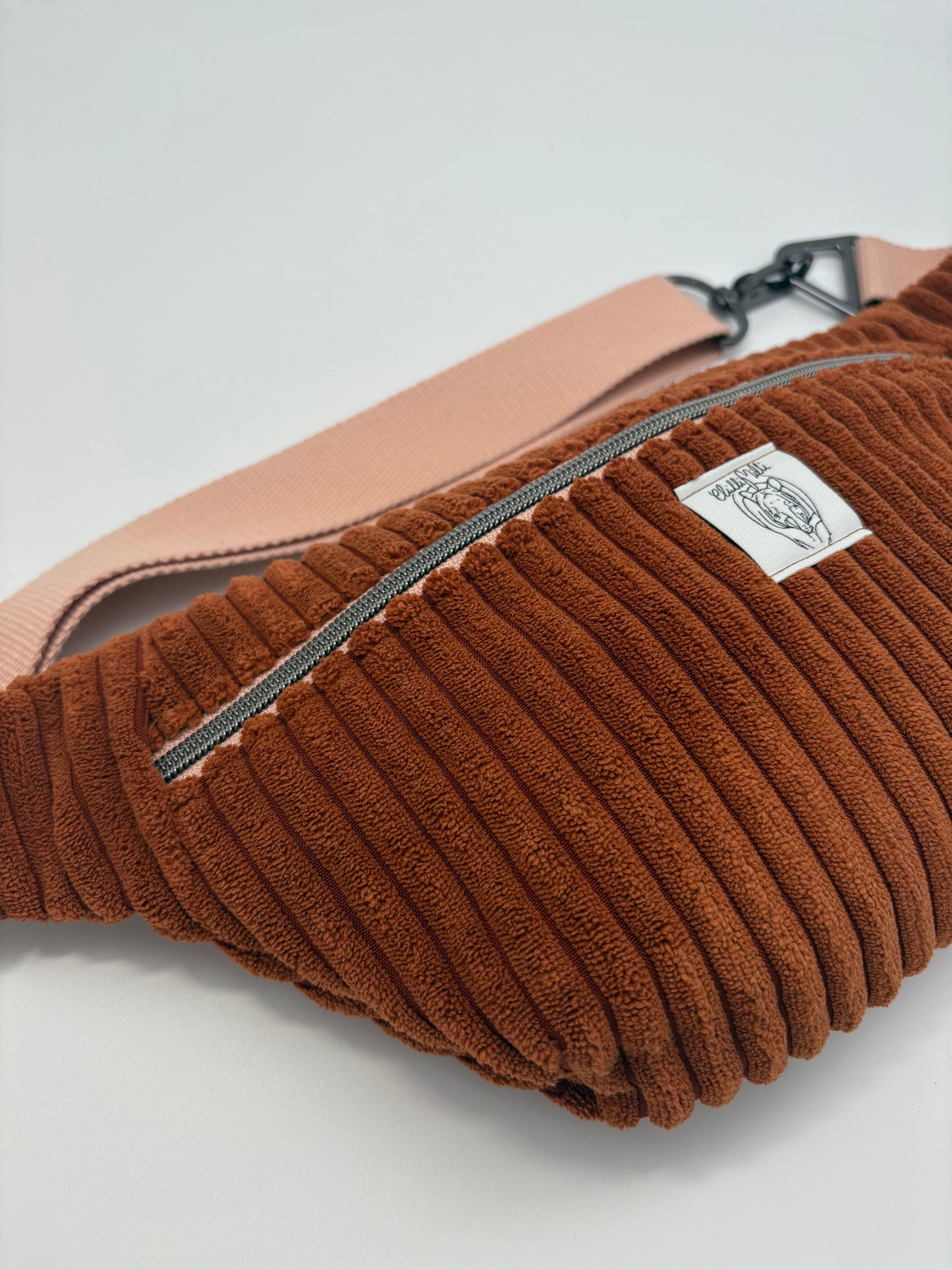 Crossbodybag/ Hipbag- Kaffee rosa Kuschelcord
