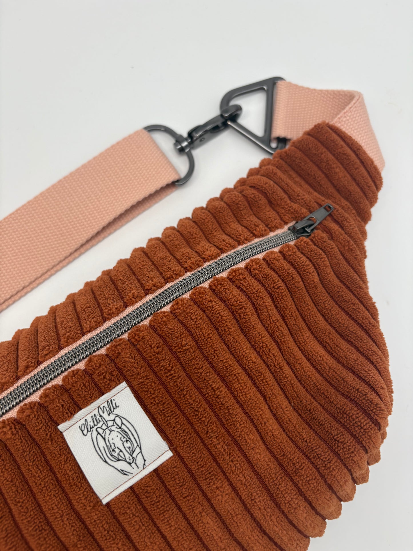 Crossbodybag/ Hipbag- Kaffee rosa Kuschelcord