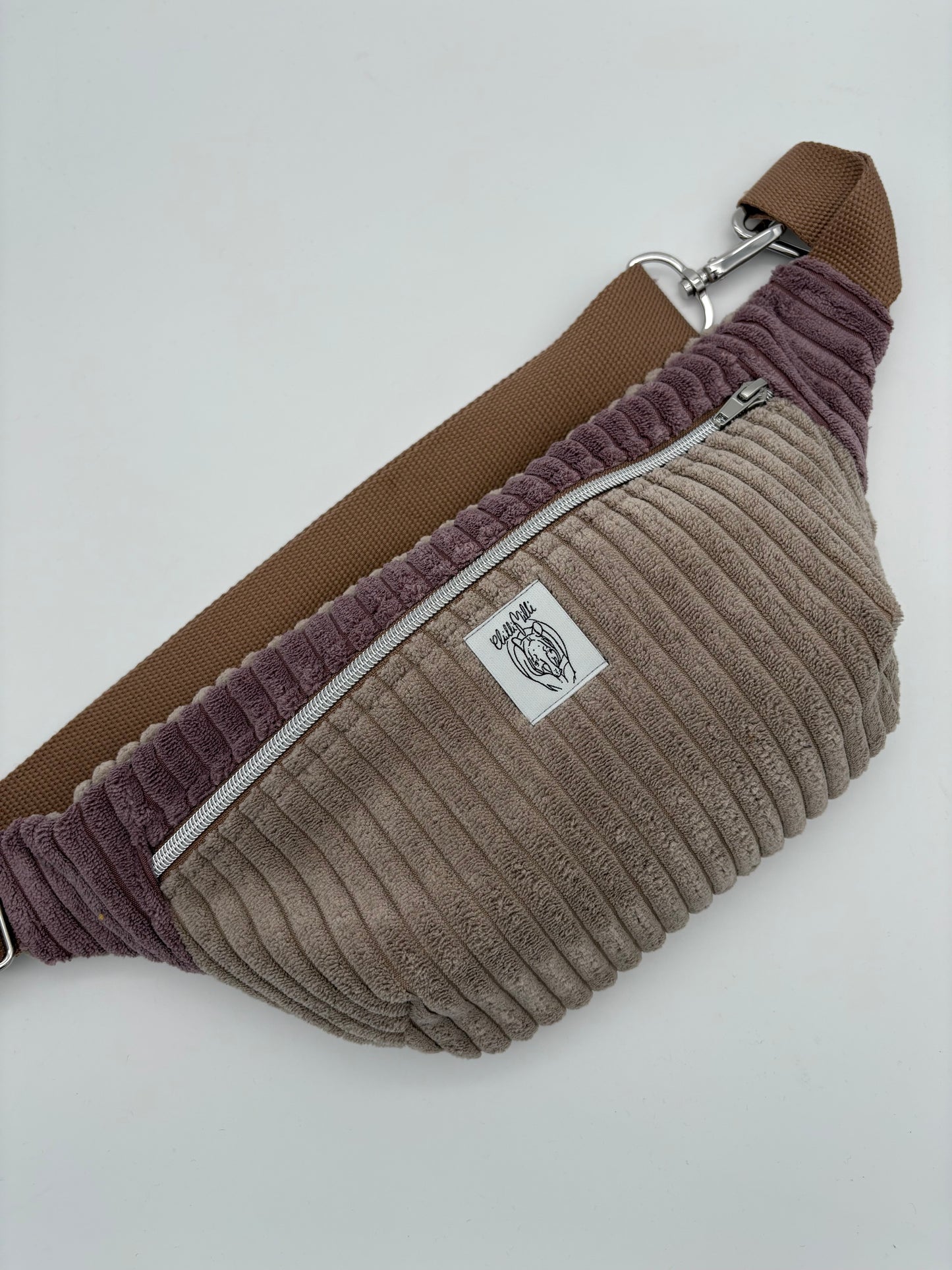 Crossbodybag/ Hipbag- Farbmix - Kuschelcord Flieder III