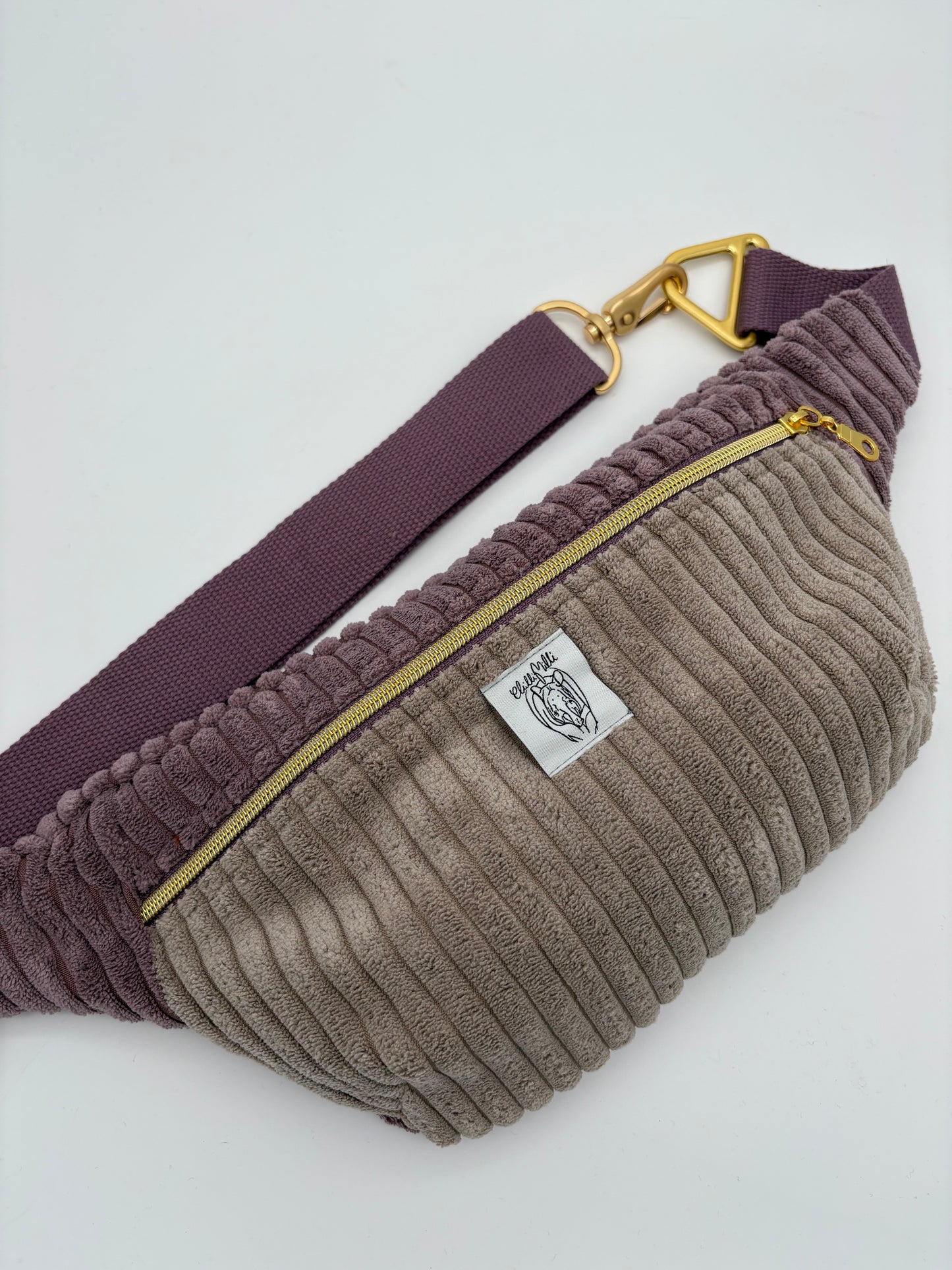 Crossbodybag/ Hipbag- Farbmix - Kuschelcord Flieder III