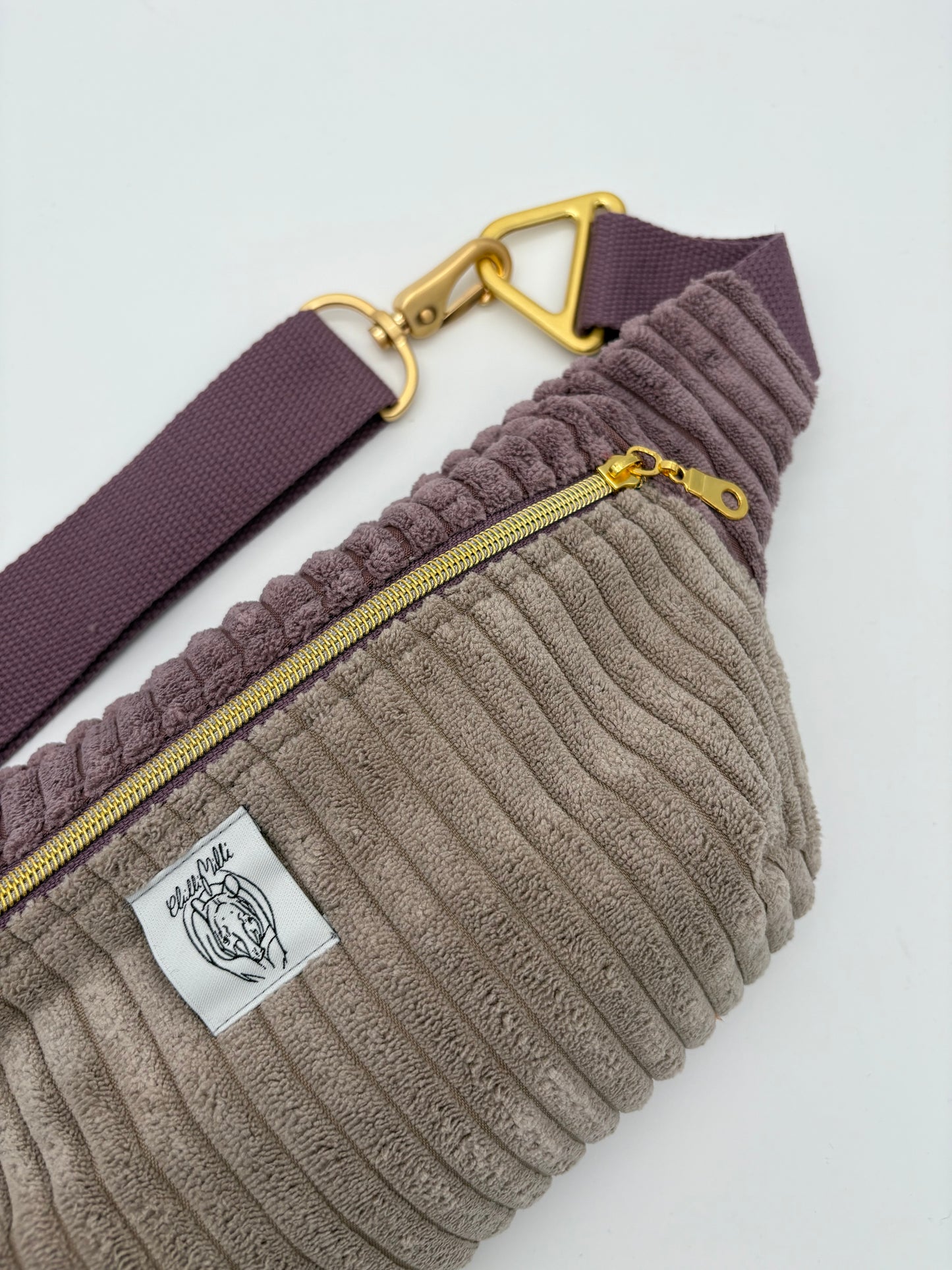 Crossbodybag/ Hipbag- Farbmix - Kuschelcord Flieder III