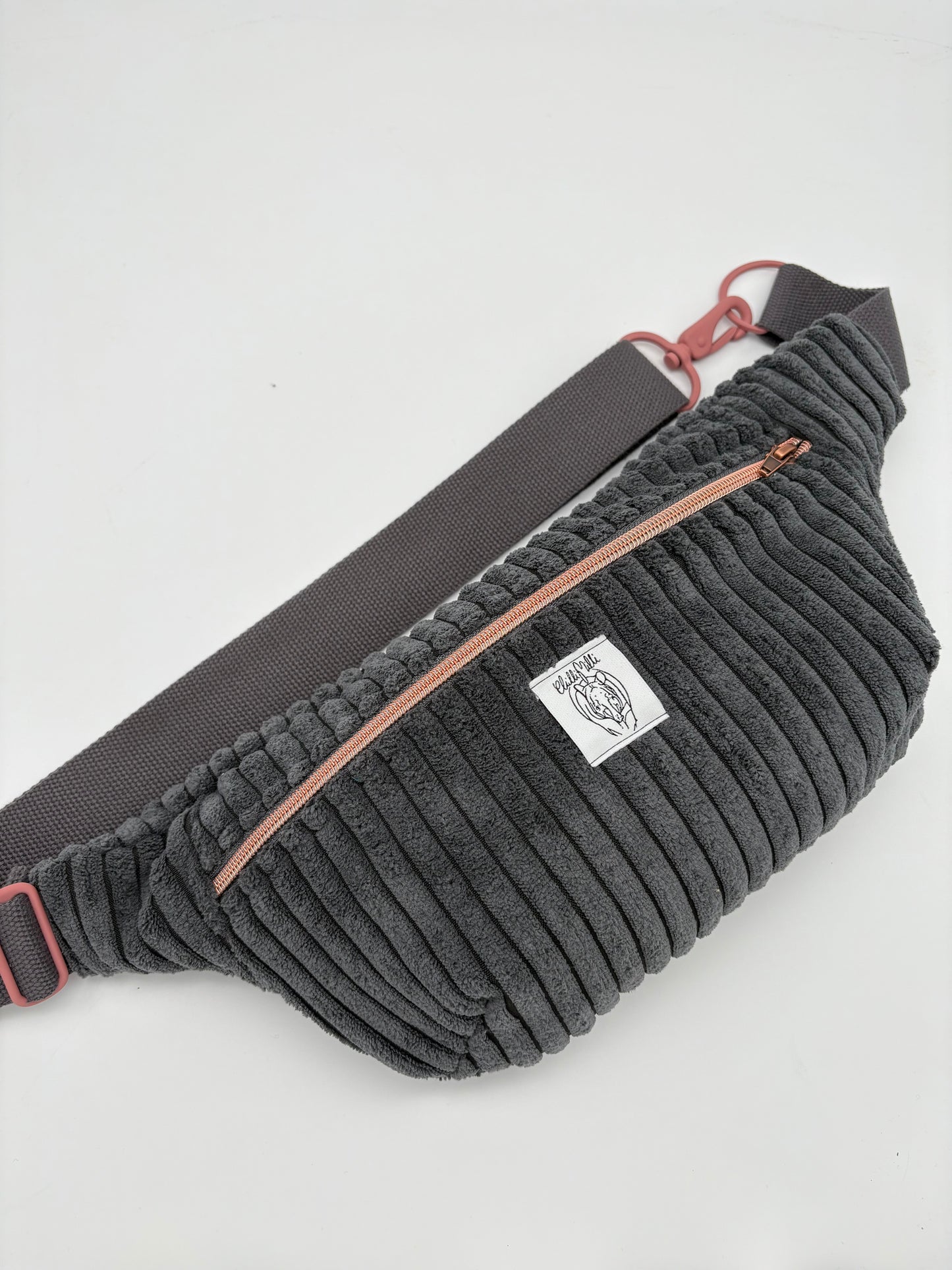 Crossbodybag/ Hipbag- Anthrazit Kuschelcord