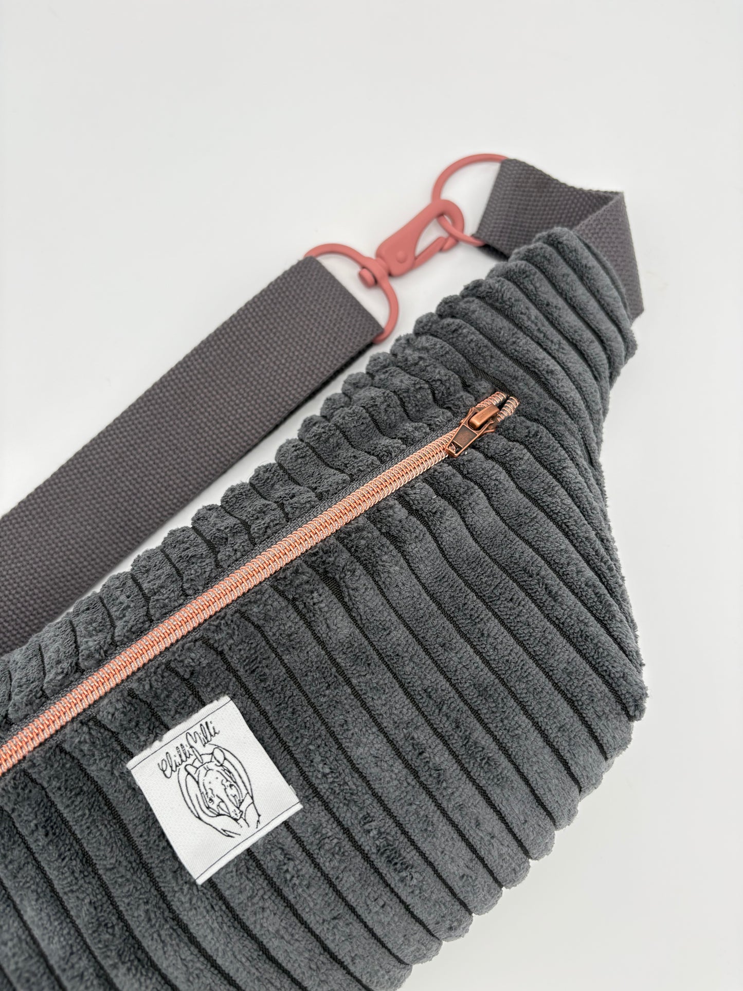 Crossbodybag/ Hipbag- Anthrazit Kuschelcord