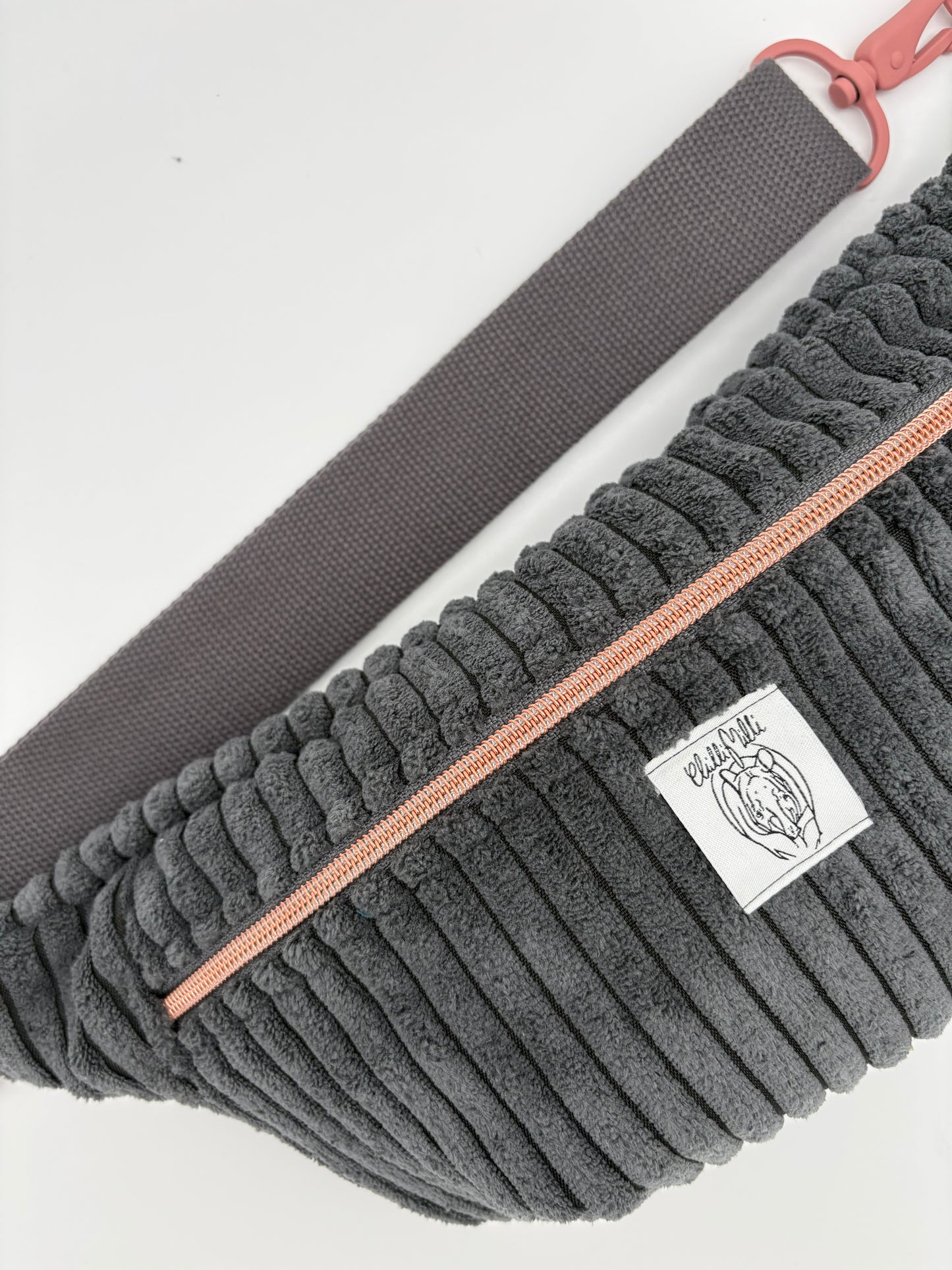 Crossbodybag/ Hipbag- Anthrazit Kuschelcord