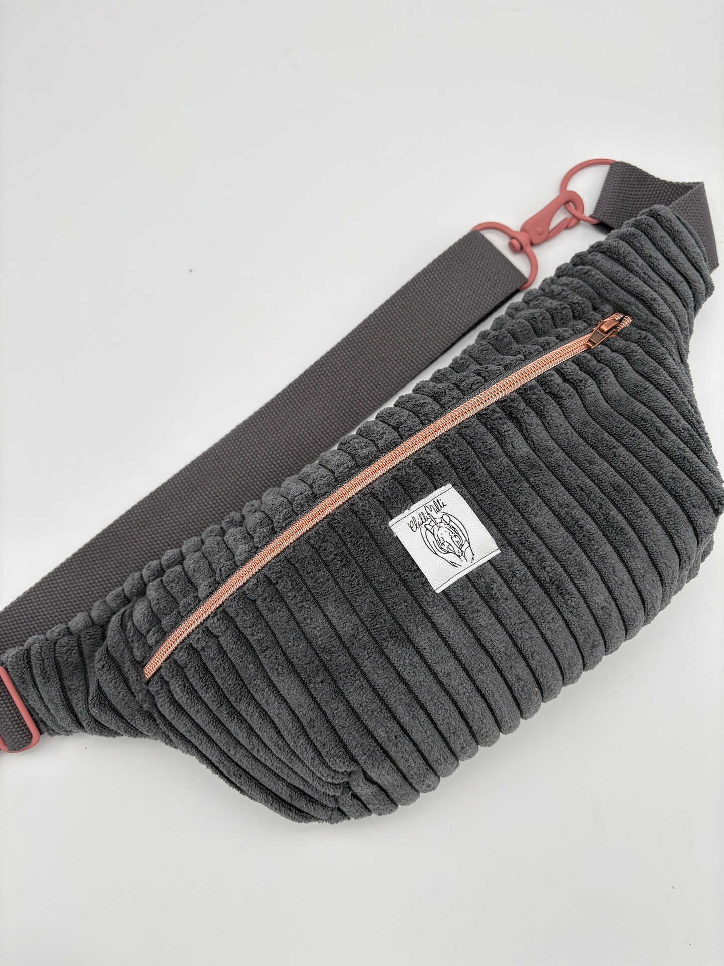 Crossbodybag/ Hipbag- Anthrazit Kuschelcord