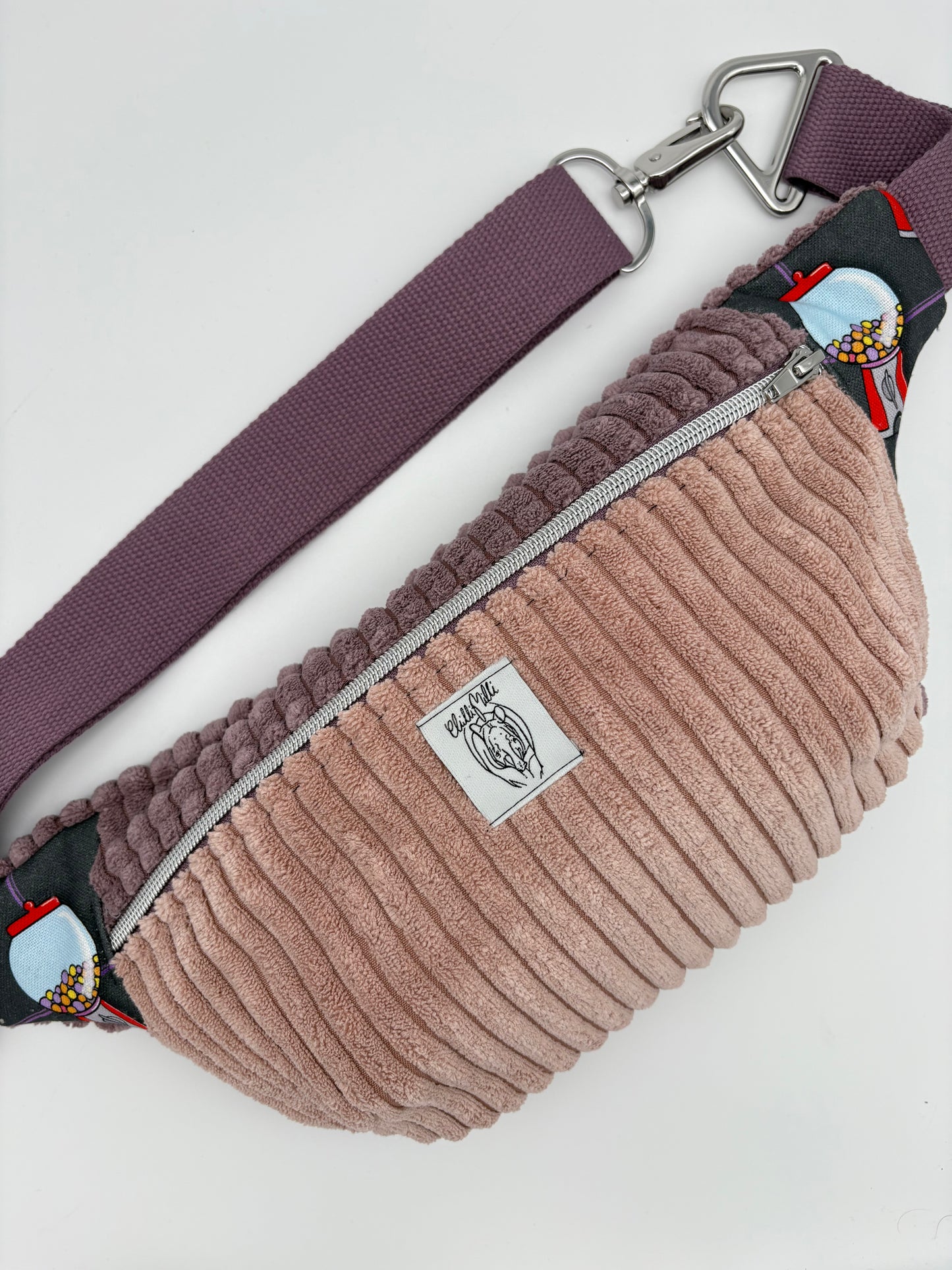 Crossbodybag/ Hipbag I- Farbmix - Kuschelcord- Kaugummi