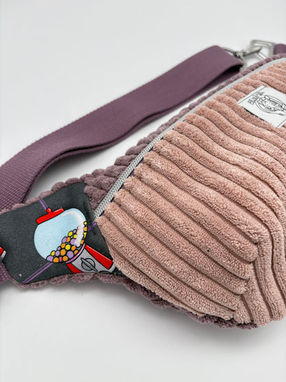Crossbodybag/ Hipbag I- Farbmix - Kuschelcord- Kaugummi