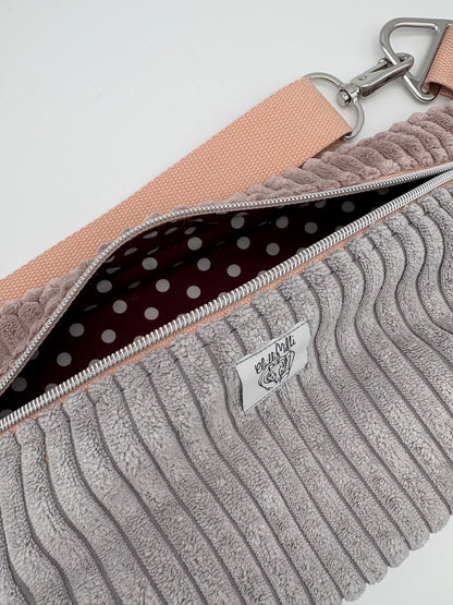 Crossbodybag/ Hipbag- Farbmix - Kuschelcord AltRosa ll