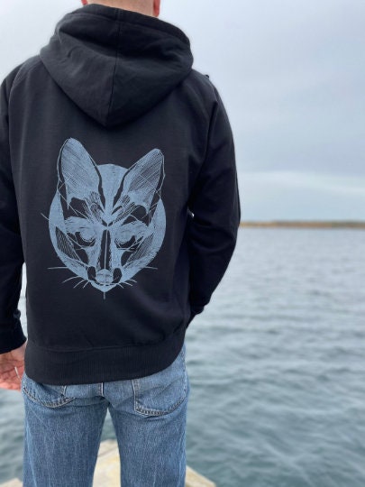 Fairtrade Hoodie Fuchs unisex, geografisch, schwarz, neutral
