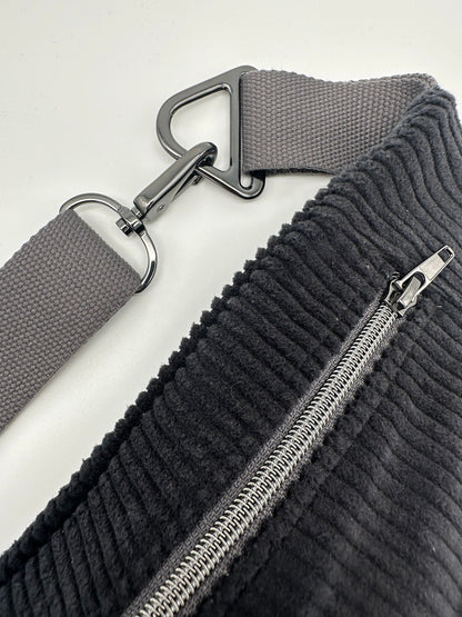 Crossbodybag/ Hipbag- schwarz grau Cord