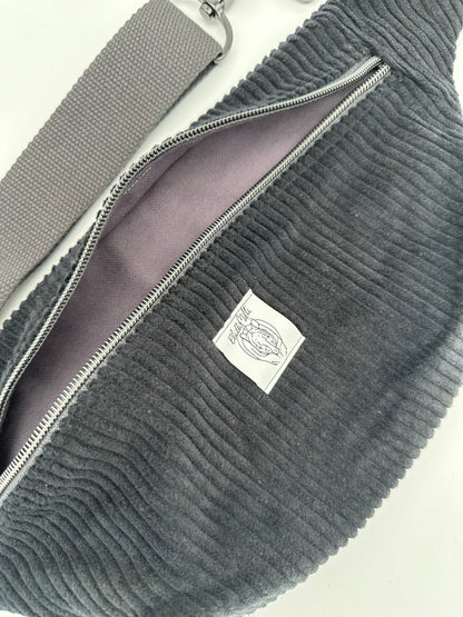 Crossbodybag/ Hipbag- schwarz grau Cord