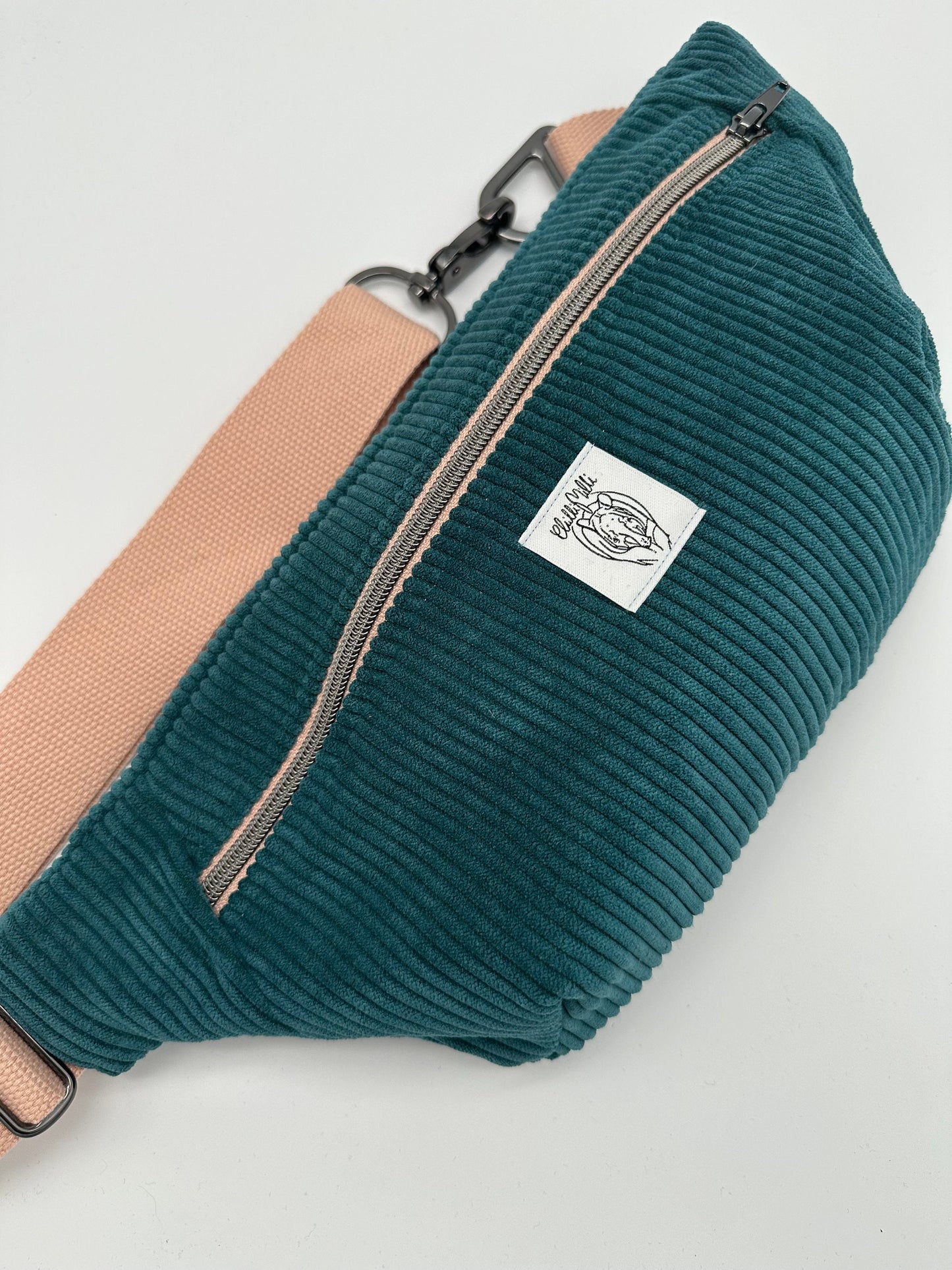 Crossbodybag/ Hipbag- Petrol, Rosa, Cord